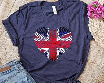 Union Jack Heart Shirt, British Flag TShirt, UK Flag Tee, Britain Gift, London Souvenir, Travel Gift, British Pride, British Flag Clothing,
