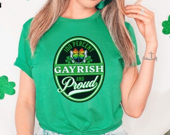 Maglietta Divertente Uomo 100% Gayrish – St. Patrick's Day, Tema Irlandese E Orgoglio LGBTQ, Verde, Taglia S