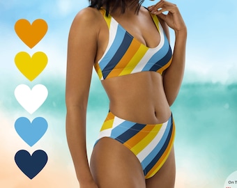 Aro Ace Bikini Set, padded Bikini Top & high waisted Bikini Bottoms, Aroace Flag two pieces Swimsuit, cute Aroace Pride Flag Beachwear