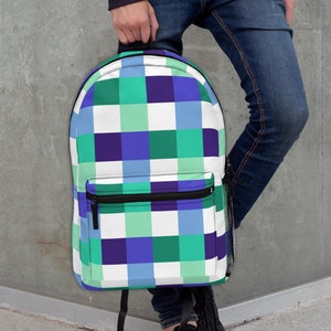 Checkered MLM Pride Flag Backpack, Aesthetic Gay Male Pride Bag, subtle Gay Bag, discreet MLM Flag Accessories for Study Work Travel Gym