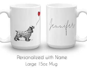 Personalized Cocker Spaniel Mug With Name, Personalised Dog Lover Gift, Cockerspaniel Gifts, Cocker Spaniel Mom, Banksy Inspired Dog Art