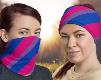 Bisexual Neck Gaiter, Bi Pride Hair Scarf, Bisexual Pride Bandana, Bisexual Flag Head Scarf, Bisexual Tube Scarf, Bisexual Flag Headband