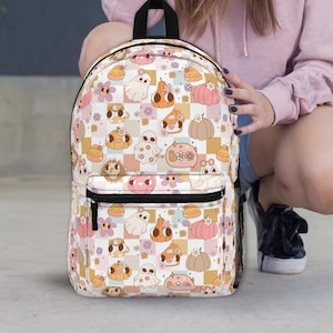Sac à dos citrouille effrayant, sac d'Halloween pastel Esthétique goth pastel, cartable kawaii, joli sac fantôme cadeau de rentrée des classes enfants ados adultes
