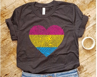 Pan Pride Shirt, Pansexual Flag Shirt, Pansexual Heart Tee, LGBTQIAK, Pan Pride Gift, Pansexuality, Pride Fashion, Pansexual Gift,
