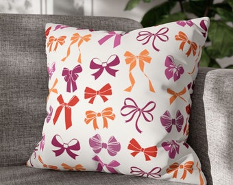 Coquette Lesbian Pillow Case, Lesbian Bow Pillow Cover, trendy Lesbian Home Decor, subtle Lesbian Flag Colors, discreet Lesbian Pride Gift