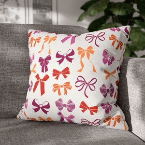 Coquette Lesbian Pillow Case, Lesbian Bow Pillow Cover, trendy Lesbian Home Decor, subtle Lesbian Flag Colors, discreet Lesbian Pride Gift