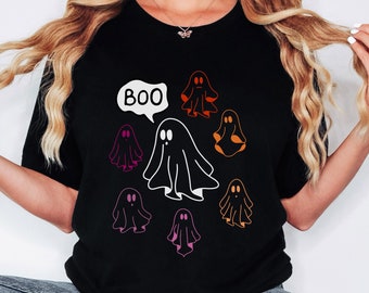 Subtle Lesbian Shirt, Lesbian Halloween Shirt, Lesbian Flag Ghost Shirt, spooky Lesbian Shirt, Lesbian Pride Shirt, Lesbian Girlfriend Gift