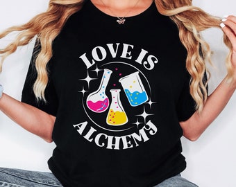 Pansexual Shirt, magic Pan Pride Shirt, Pansexual Halloween Shirt, witchy Pan Flag Shirt, Queer Alchemy Shirt, Pansexual Flag Potion T Shirt