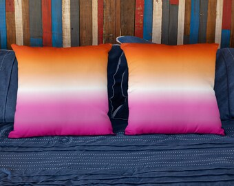 Ombré Lesbian Pillow Cover, faux suede, Lesbian Flag Throw Pillow Case, Lesbian Pride Cushion Cover, Lesbian Pride Flag Aesthetic Room Decor