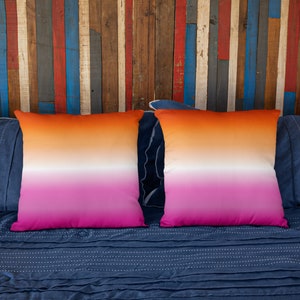 Ombré Lesbian Pillow Cover, faux suede, Lesbian Flag Throw Pillow Case, Lesbian Pride Cushion Cover, Lesbian Pride Flag Aesthetic Room Decor