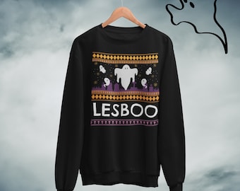 Lesbian Ghost Halloween Sweatshirt, Lesbian Sweatshirt, Gay Halloween Jumper, Lesbian Halloween Sweater, LGBT Halloween Gift, Lesbian Gift