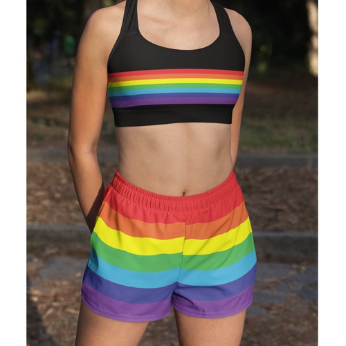 Rainbow Workout Set Rainbow Sports Bra Rainbow Flag Athletic Etsy