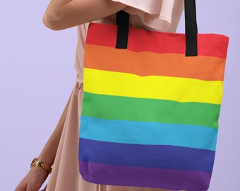 Rainbow Tote Bag, Rainbow Pride Bag, Rainbow Flag Shopping Bag, Rainbow Grocery Bag, Rainbow Book Tote, Gay Pride Bag, LGBT Accessories,