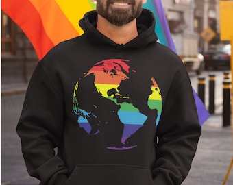 Gay Pride Hoodie, Rainbow Hoodie, Gay Hoodie, Pride Parade Outfit, Queer Pride Rainbow Flag, LGBT Hoodie, Rainbow Sweater, LGBT Flag World
