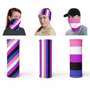 Genderfluid Tube Scarf, Genderfluid Pride Neck Gaiter, Gender Fluid Festival Scarf, LGBTQ Bandana, Genderfluid Headband, Balaclava, Hair Tie