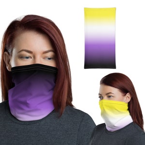 Nonbinary Neck Gaiter, Non Binary Ombre Tube Scarf, Nonbinary Flag Neck Warmer, Nonbinary Bandana, Nonbinary Pride Scarf, Enby Pride Wear