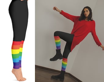black pants with rainbow stripe