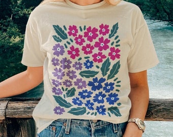 Subtle Bi Pride Shirt, Bisexual Flower Shirt, floral Bisexual Pride Shirt, discreet Bi Flag Colors Cottagecore Shirt, Bi Wildflower Shirt