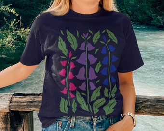 Subtle Bi Pride Shirt, Bisexual Flower Shirt, floral Bisexual Pride Shirt, discreet Bi Flag Colors Cottagecore Shirt, Bi Wildflower Shirt