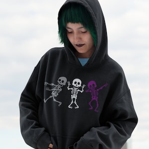 Asexual Skeleton Hoodie, Asexual Pride Halloween Hoodie, subtle Asexual Hoodie, gothic Ace Pride Halloween Sweatshirt, LGBT Asexual Clothing