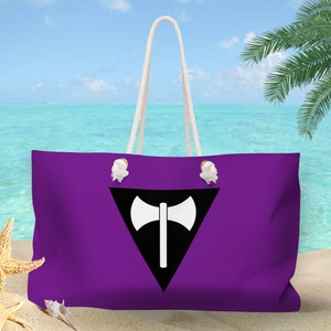 Labrys Flag Weekender Bag, Lesbian Pride Beach Bag, Lesbian Feminist Tote Bag, Labrys Lesbian Flag Accessories, Feminist Lesbian Gift