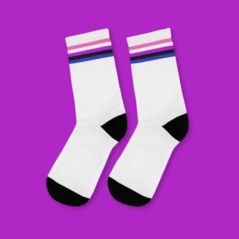 Genderfluid Socks One Size White Striped Gender Fluid Socks Etsy