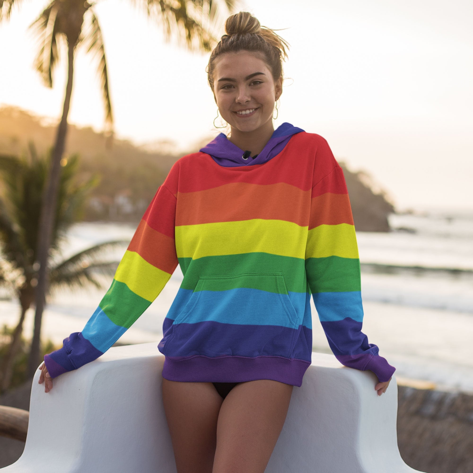 Rainbow hoodie best sale women's