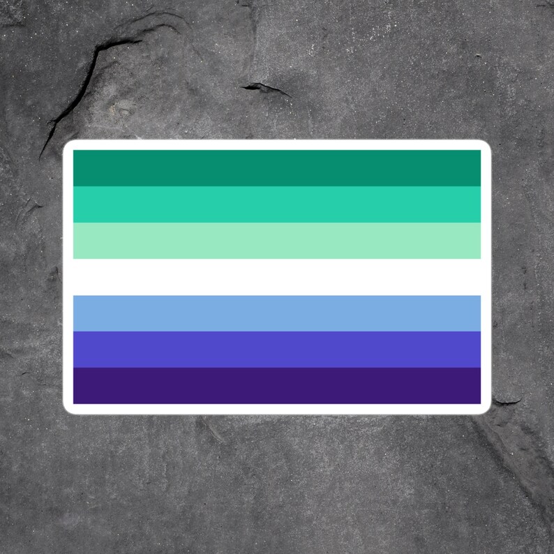 Gay Male Pride Stickers, MLM Pride Flag Stickers, Blue Gay Flag, Heart, Rainbow, Wave, Triangle, Exclamation Mark, Gay Aesthetic Stickers image 3