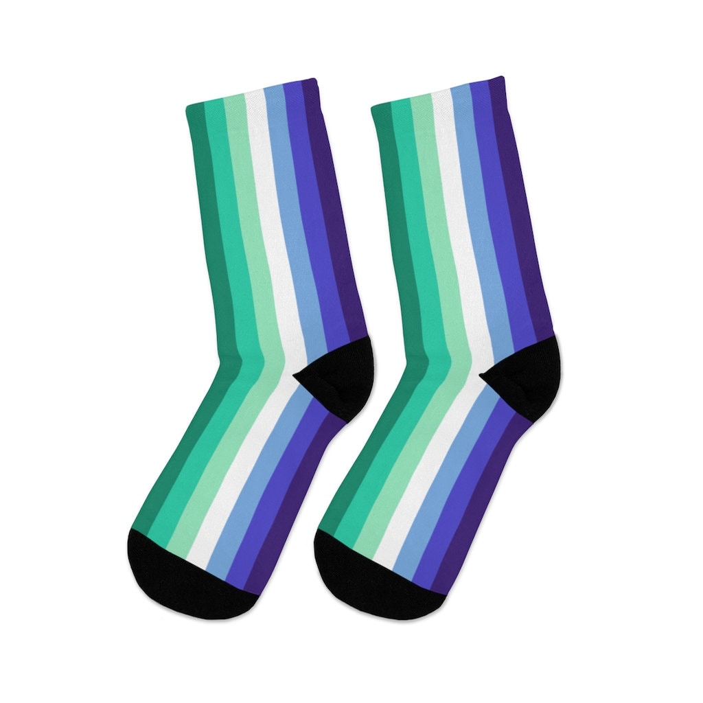 MLM Pride Socks, one size, MLM Flag Socks, blue Gay Male Pride Flag Socks, Gay Gifts for Men, vertical stripes Gay Socks, Gift for Gay Man