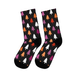 Lesbian Christmas Socks, Lesbian Pride Flag Aesthetic Socks, festive Lesbian Socks, subtle Lesbian Pride Socks, cute Lesbian Flag Xmas Socks