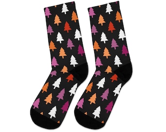 Lesbian Christmas Socks, Lesbian Pride Flag Aesthetic Socks, festive Lesbian Socks, subtle Lesbian Pride Socks, cute Lesbian Flag Xmas Socks