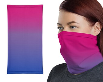 May include: A pink and blue gradient face mask. The mask is made of a soft, breathable fabric and is designed to be comfortable to wear. It is perfect for protecting yourself and others from germs and viruses.
