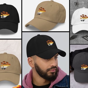 Bear Pride Hat, Bear Paw Embroidered Hat, Gay Bear Dad Hat, ombre Bear Pride Flag Colors, Gay Pride Accessories, Gay Baseball Cap, Bear Flag
