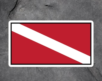 Diver Down Flag Sticker, Diver Sticker, Scuba Diving Sticker, Diving Flag Laptop Stickers, Scuba Flag Aesthetic Stickers, Scuba Sticker