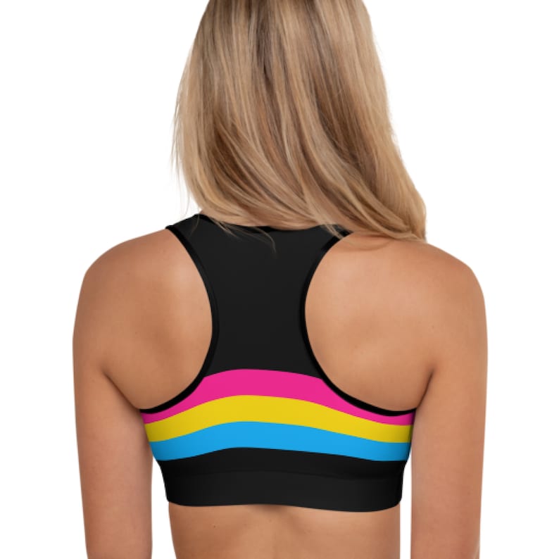 Pansexual Flag Activewear Pansexual Sports Bra Pan Pride Flag LGBTQ+ Pride Festival Top Pansexual Pride Training Bra Pan Pride Yoga Bra