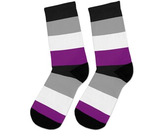 Asexual Pride Flag Socks, Ace Pride Socks, Asexual Clothing, Unisex Printed Casual Crew Socks, One Size