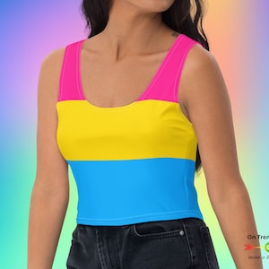 Pansexual Flag Crop Top, cropped Pan Pride Tank Top, Pansexual Pride Flag Aesthetic Clothing, Pride Parade Outfit Idea, Pride Month Apparel