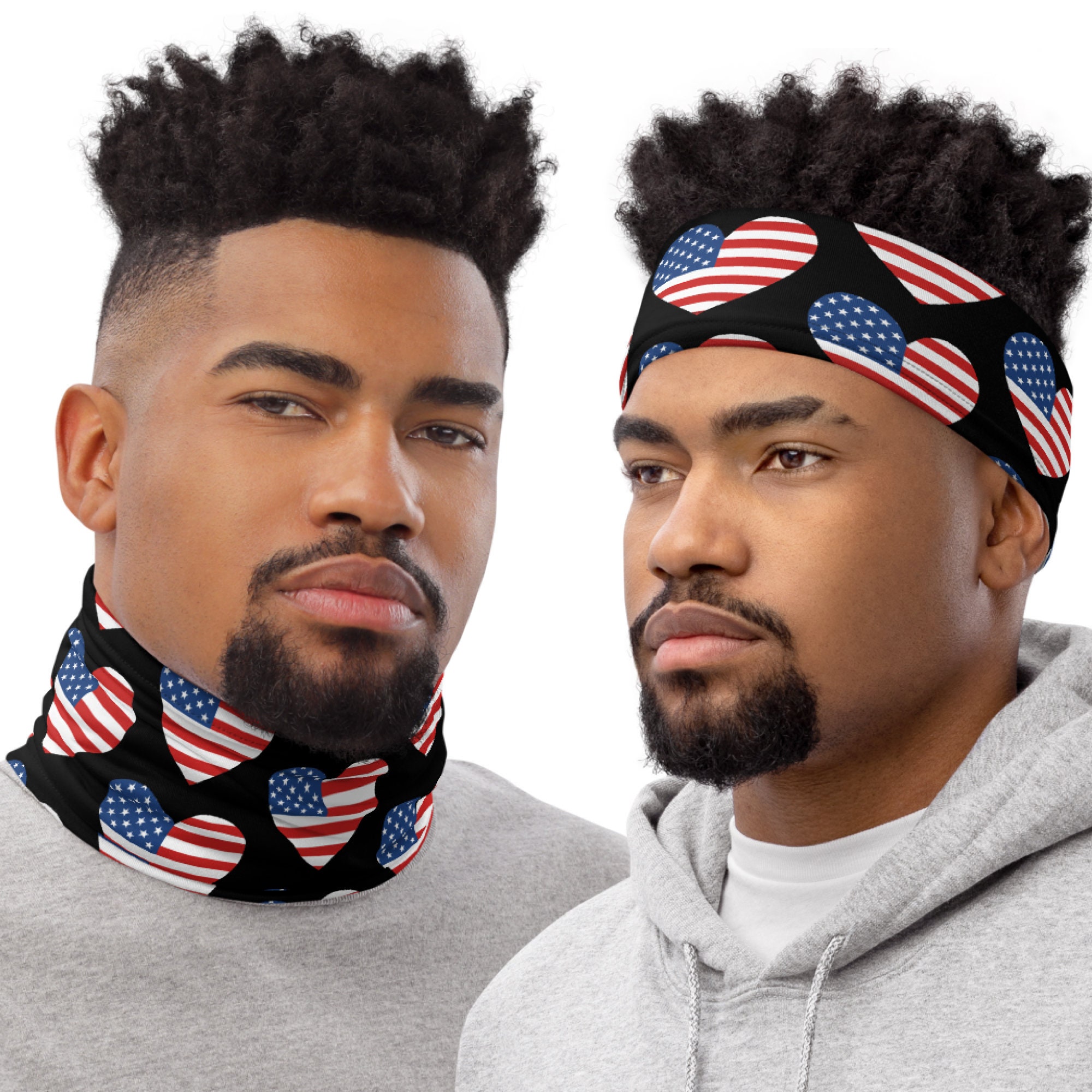 American Flag Heart Neck Gaiter, USA Flag Tube Scarf, 4th of July Scarf ...