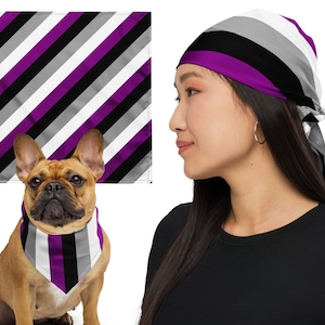 Square Asexual Flag Bandana, Ace Pride Bandana, Asexual Pride Dog Bandana tie on, Pride Festival Head Scarf, LGBTQIA Pride March Accessories