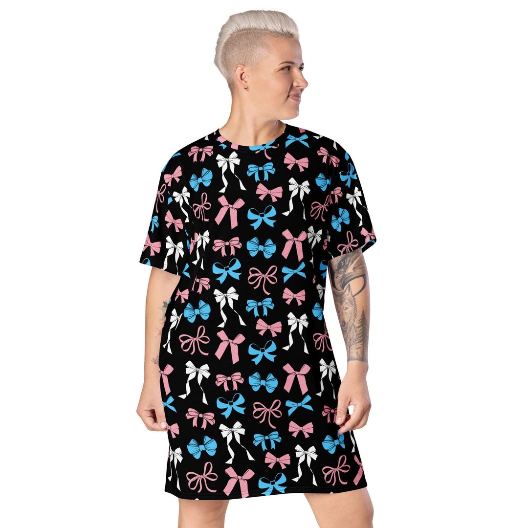Trans Color Clothes 2xs - 6xl Coquette Transgender Dress, Subtle Trans Flag Bows T-shirt ...