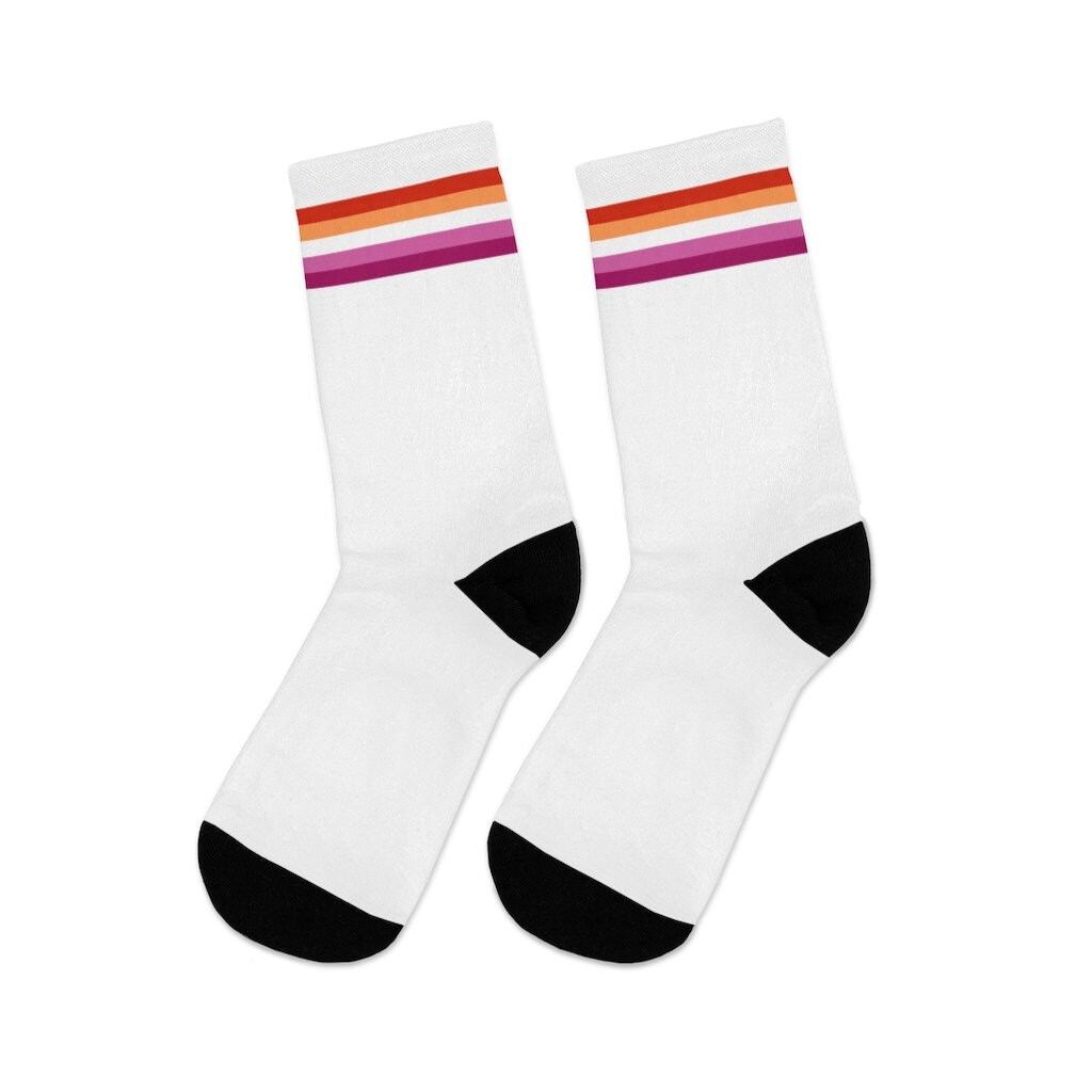 Community Lesbian Socks Striped Orange Lesbian Flag Socks - Etsy