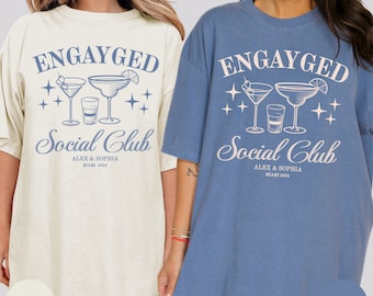 Custom Engayged Shirt Comfort Colors, Two Brides to be, Personalized Lesbian Engagement Party Shirts, matching Lesbian Engaged Shirt
