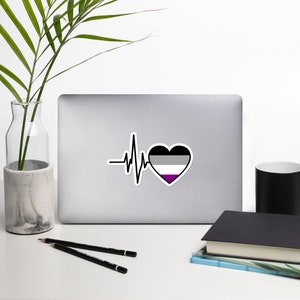 Asexual Heartbeat Sticker, Ace Pride Aesthetic Stickers, Asexual Pride Laptop Stickers, Ace Flag, Asexual Flag, Nonsexual, EKG, Pride Month