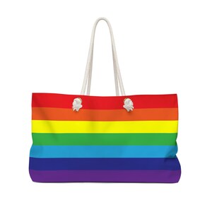 LGBT Weekender Bag, Rainbow Beach Bag, Rainbow Tote Bag, Gay Pride Bag, LGBT Pride Gift for Friend Lesbian Girlfriend Gift Queer Accessories image 3