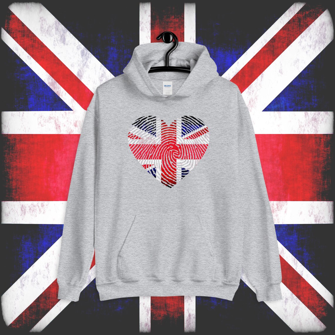 British Flag Heart Hoodie Union Jack Hooded Sweatshirt UK Etsy