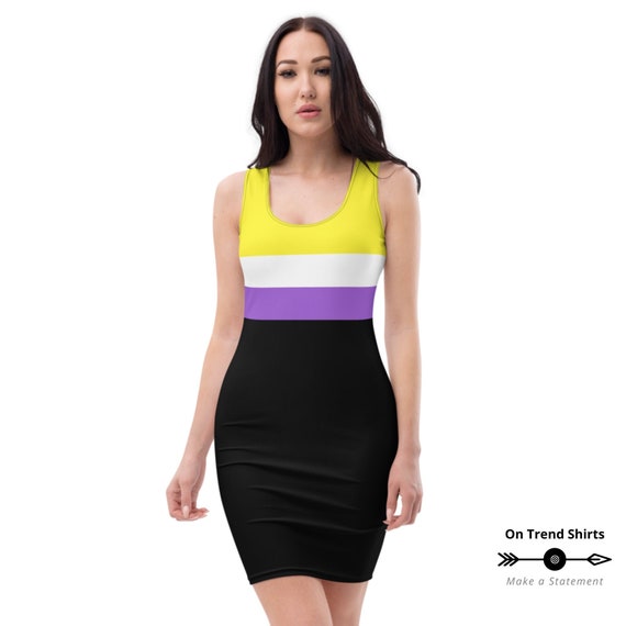 Nonbinary Flag Pride Dress Non Binary Pride Tank Dress NB Fitted Dress LGBTQIA Outfit Queer Fashion Enby Festival Dress Non Gendered Etsy