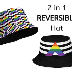 2 in 1 reversible Straight Ally Flag Bucket Hat, LGBT Ally Pride Hat, Straight Ally Pride Flag Gift, LGBTQ Pride Ally Hat, Ally Accessories