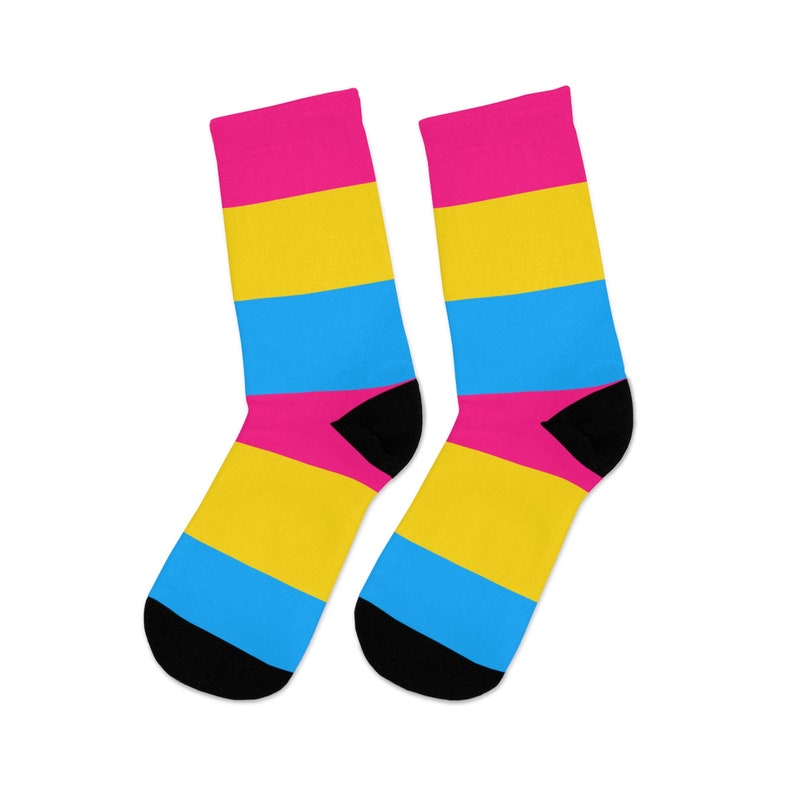 Pansexual Flag Socks, striped Pan Pride Flag Socks, Pansexual Socks, LGBTQ+ Pansexual Gift, Unisex Printed Casual Crew Socks, One Size 