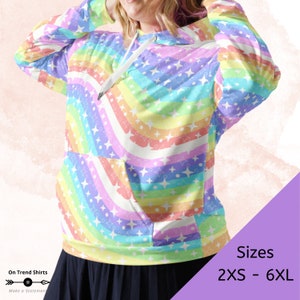 Starry Pastel Rainbow Hoodie, Pastel Hoodie with Stars, Pride Festival Hoodie, LGBT Rainbow Sweater, Pride Month Apparel, Rainbow Sweatshirt