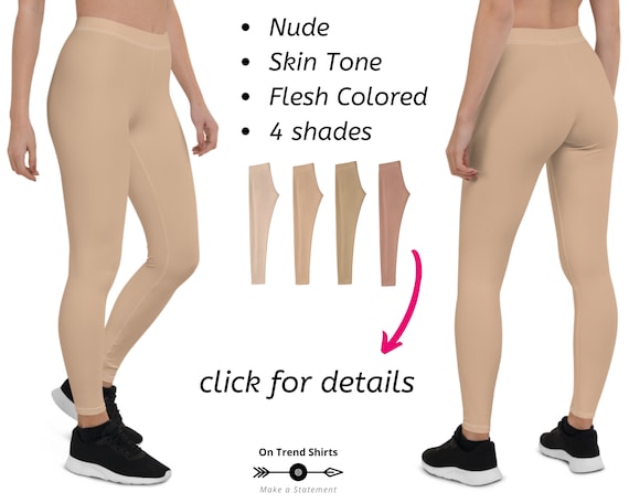 Nude Leggings for Women, Skin Tone Gym Leggings, Solid Neutral